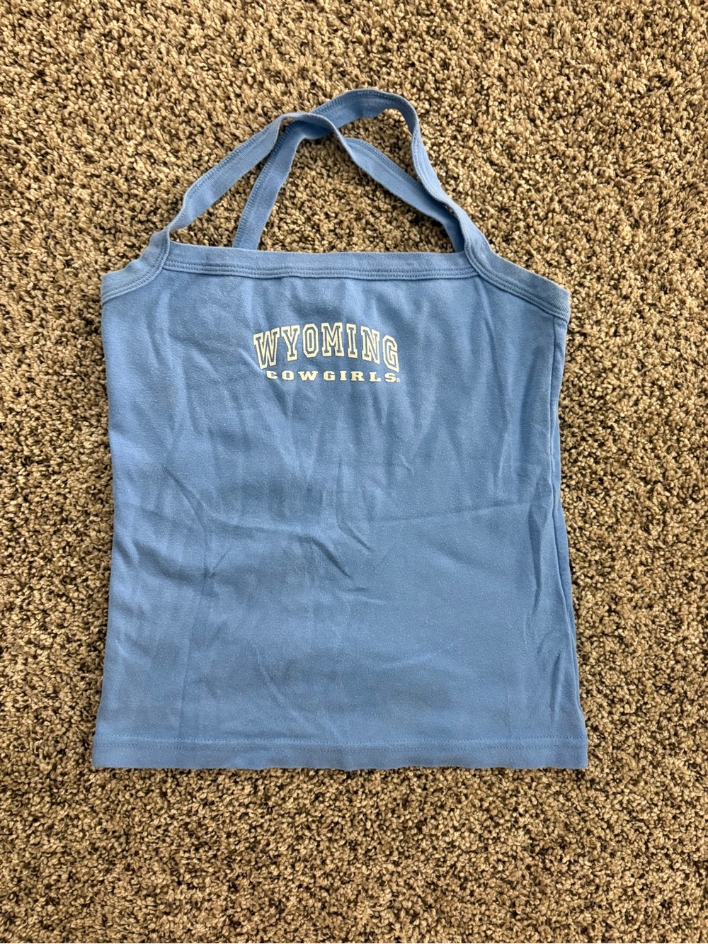 Vintage Wyoming Cowgirls Light Blue Women's Halter Tank Top